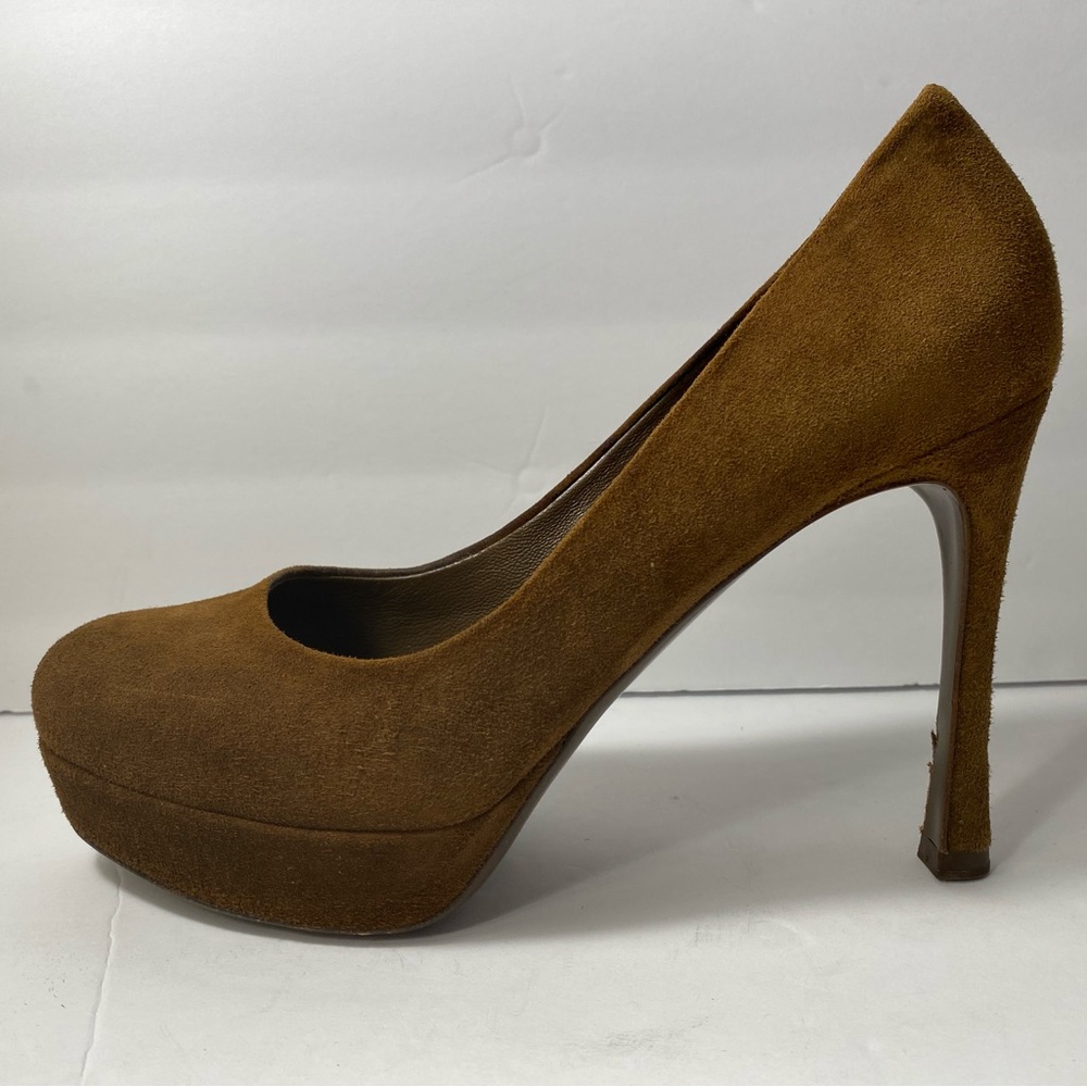 YSL Yves Saint Laurent tribtoo Suede Pumps Heels brown 36.5 - Picture 2 of 11